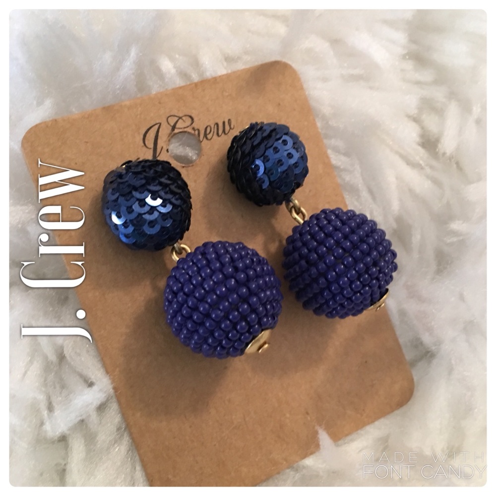 J. Crew Blue Ball Sequin Drop Earrings